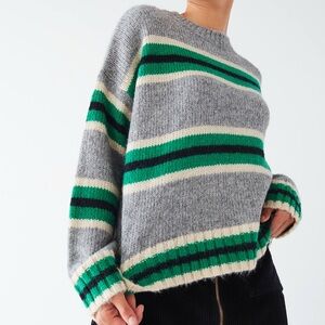 Urban Outfitters Gray and Green Striped Sweater